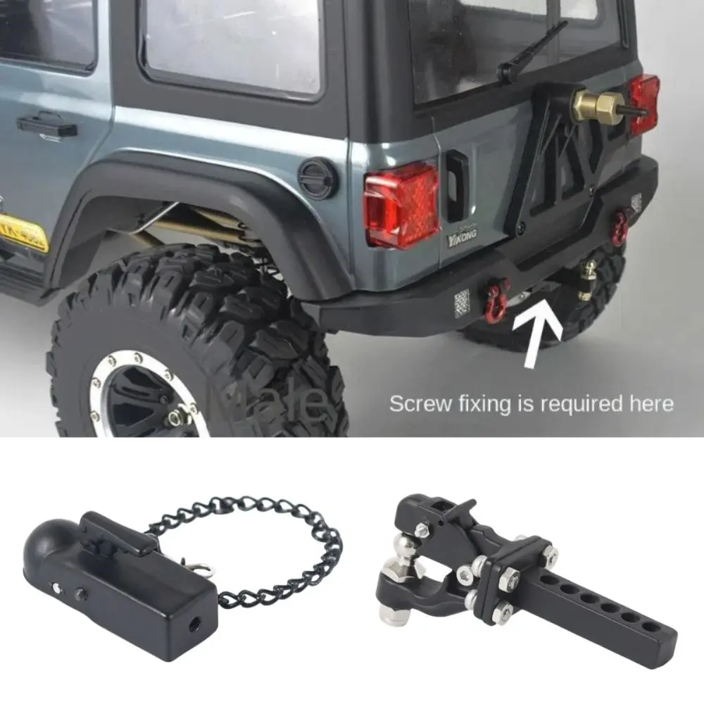 1/10 Trailer Hook Black Simulated RC Tow Hitch Mount Metal Connection RC Car Parts for SCX10 II TRX4 D90 TF2 CFX RGT EX86190