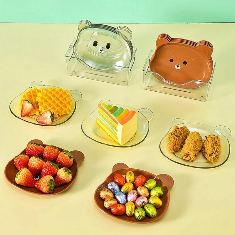 Cute Cartoon Shape Bear Spit Bone Dish Desktop Trash Tray Snack Food Residue Fruit Plate Kitchen Tableware