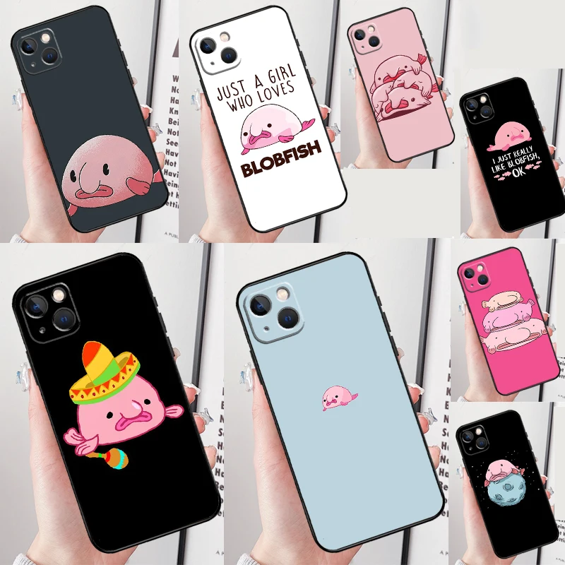 Cartoon Blobfish Case For iPhone 16 15 14 11 12 13 Pro Max Mini X XS Max XR SE 2022 2020 Plus Cover Shell