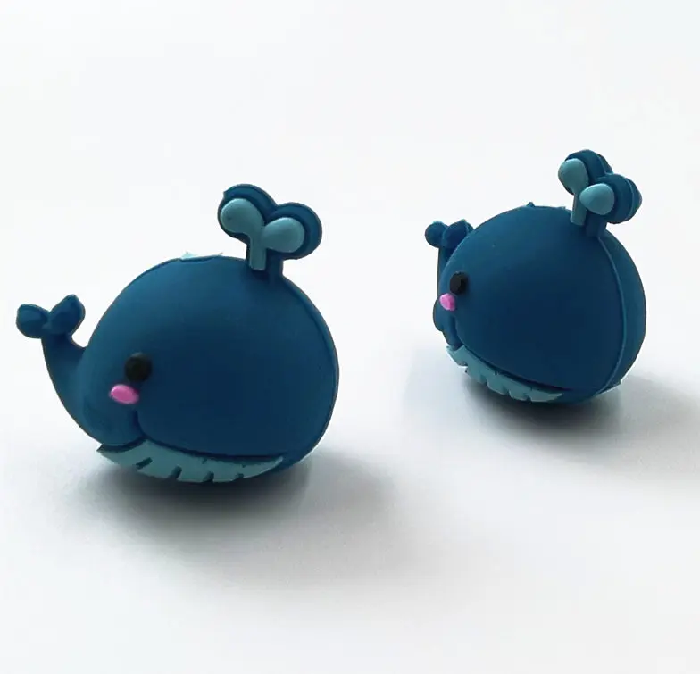 5pcs cute whale 3D focal Silicone beads Teether Jewelry Beads Food Grade For pen Pacifier Chain