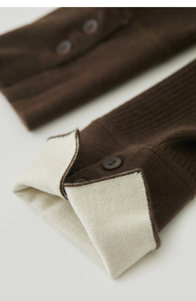 Amii Minimalism 2026 Strickjacke für Damen Herbst Neu Pendler O-Ausschnitt Gespleißte Kurze Wollstreifen Schlanke Langarm-Oberteile 12443022 – Detail 33