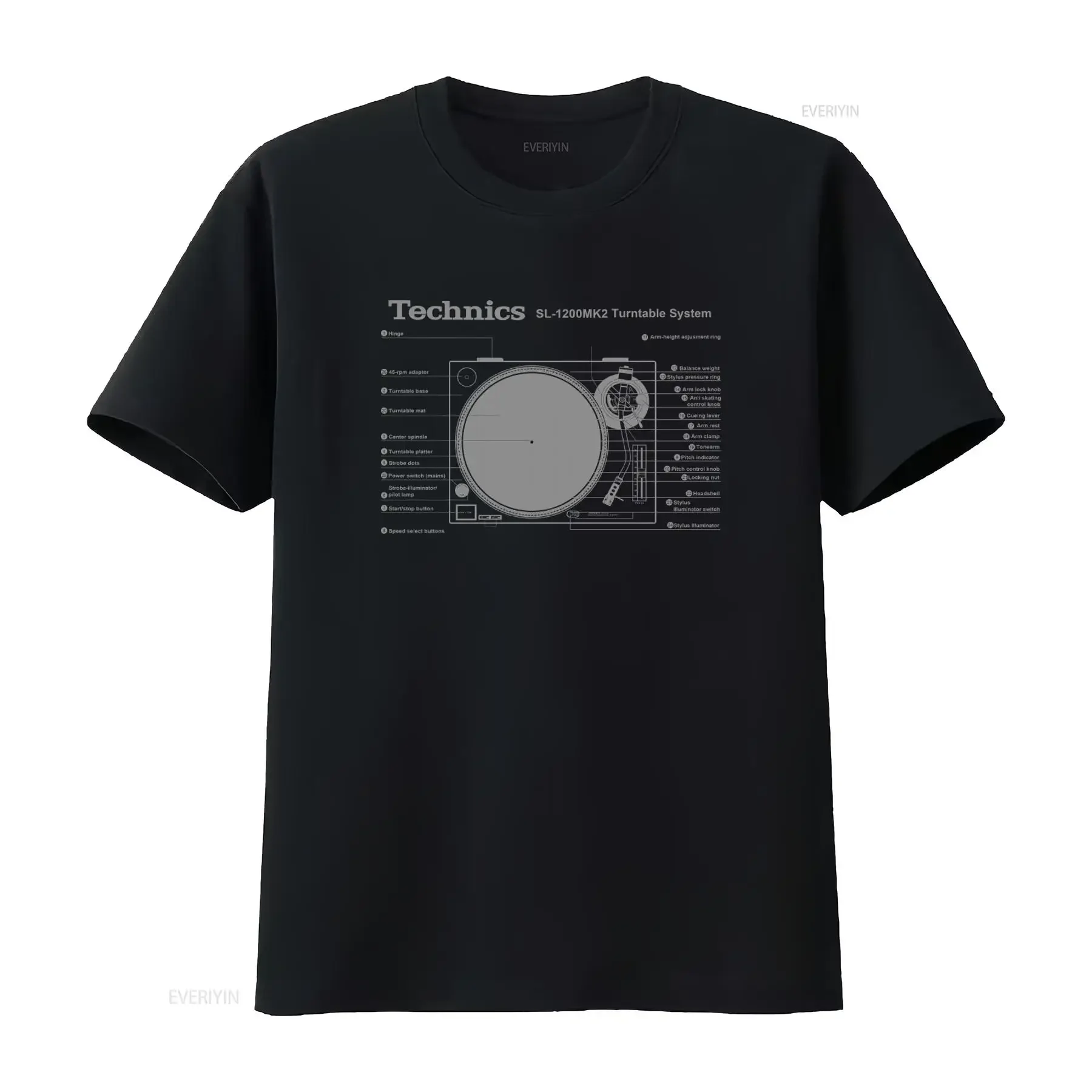 Camiseta Technics SL 1200MK2 con diseño de tocadiscos para DJ, discos de vinilo, talla S XXL, estilo vintage lavado y elegante