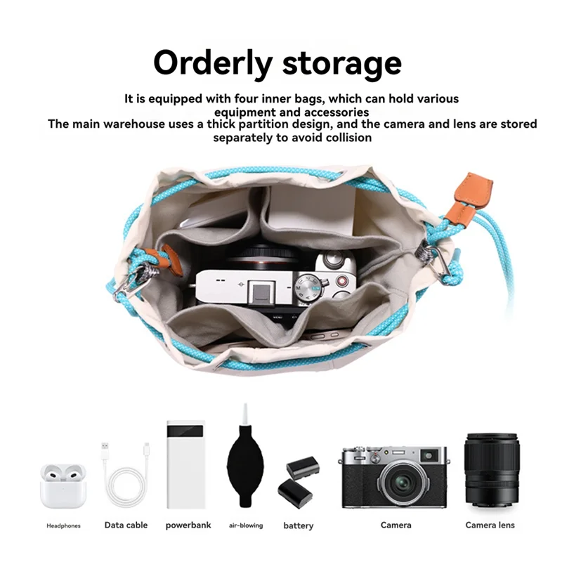 【ساخن】حقيبة كاميرا صغيرة للتصوير الفوتوغرافي وحقيبة عدسات وحقيبة كاميرا DSLR مع حقيبة بطانة بحزام الكتف وحقيبة واقية