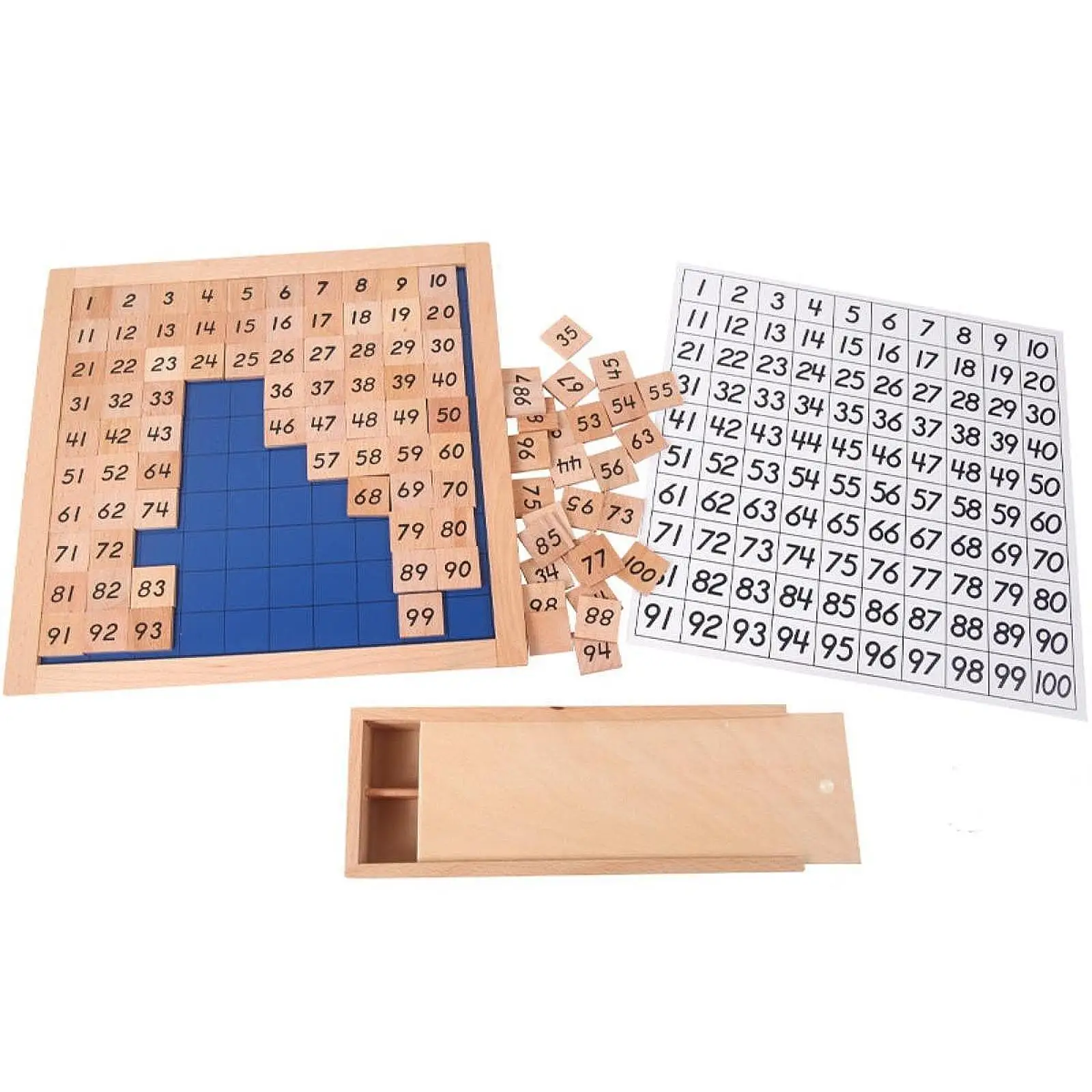 Tablero de matemáticas de madera, juguete de madera, cien tableros 1-100, juego educativo de números consecutivos, juguete Montessori para regalo de vacaciones