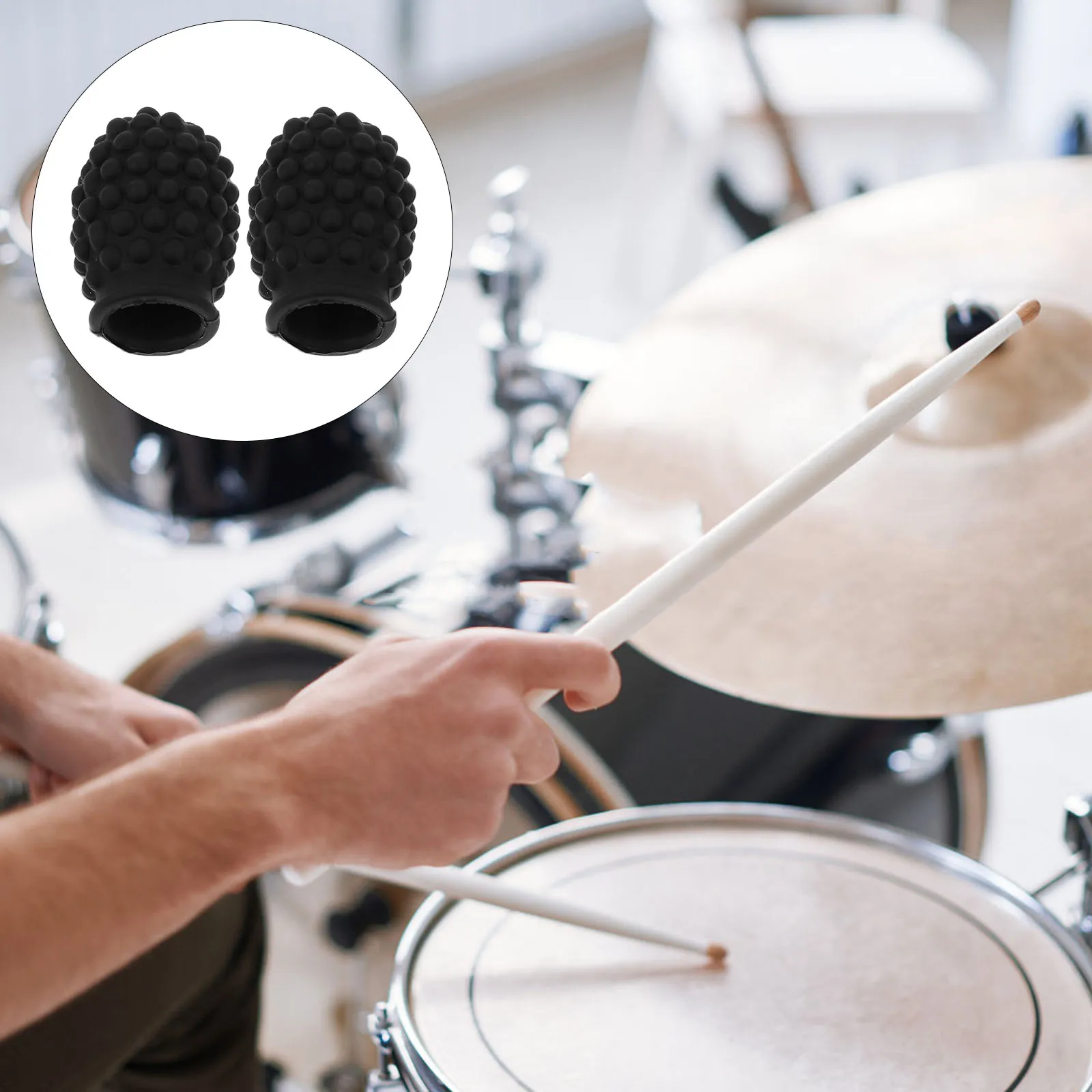 

2Pcs Silicone Drumstick Mute Covers Head Caps for Silent Drum Practice Noise Reduction Protector Set for Percussion