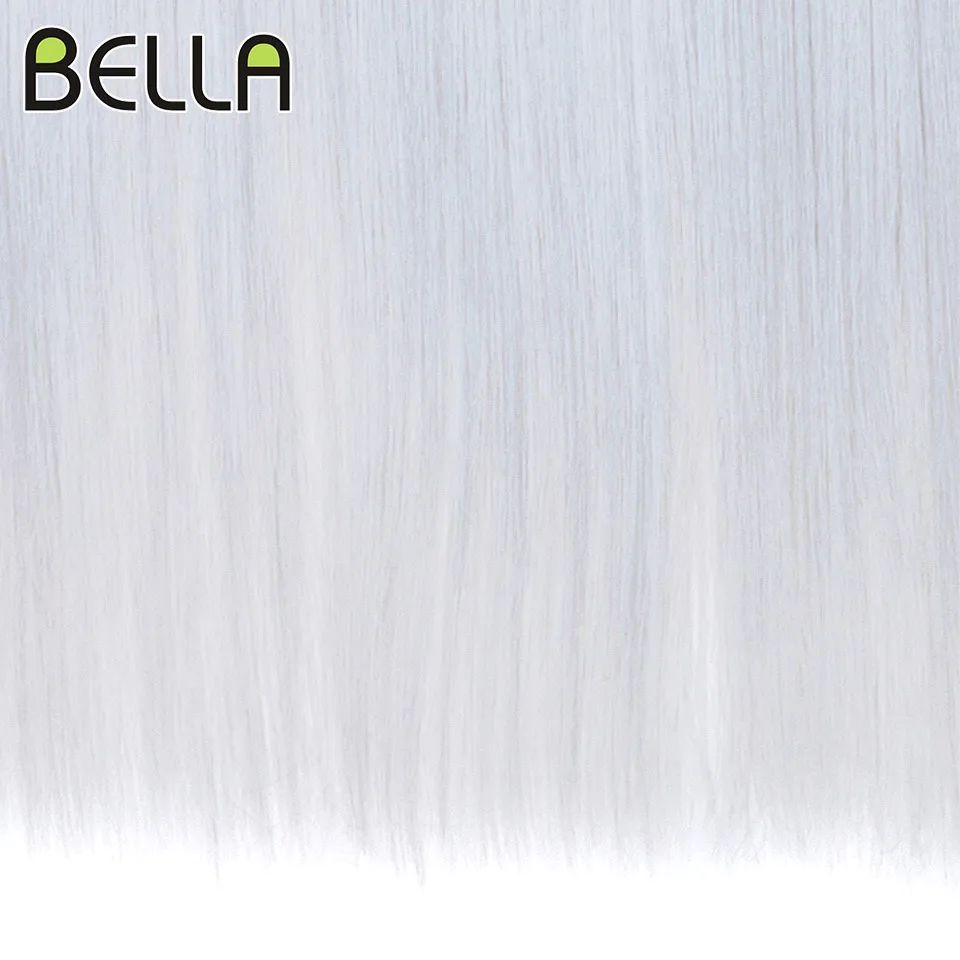 BELLA 28 Inch 3PCS Straight Pony Hair Crochet Braids Hair Synthetic Braiding Hair Ombre Blonde Crochet Hair Extension Fake Fiber