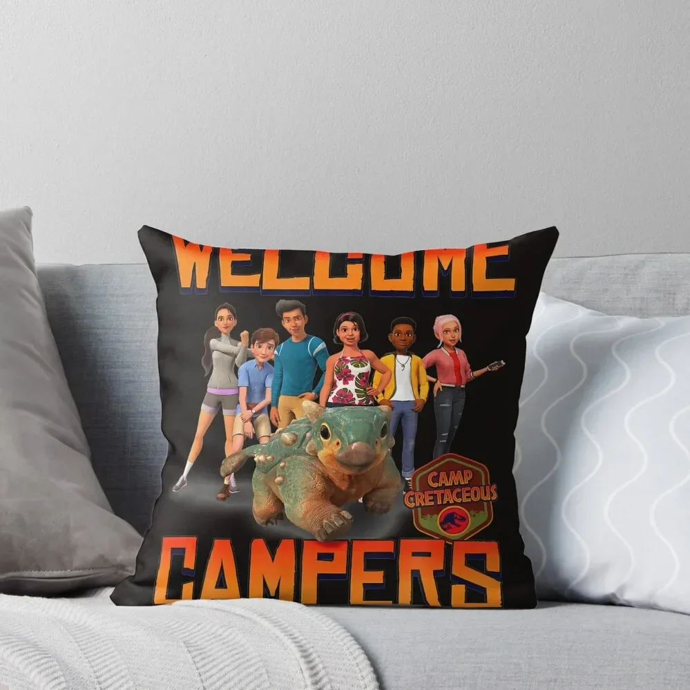 Jurassic World Camp Cretaceous Welcome Campers Group T Shirt Throw Pillow Ornamental Pillow bed pillows Pillow