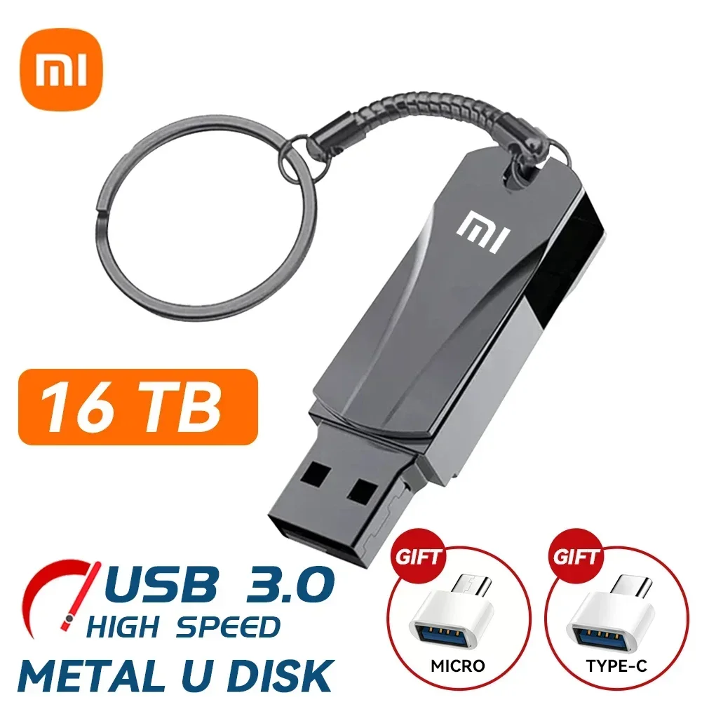 Xiaomi 2TB Metal Usb 3.0 Flash Drives High Speed Pendrive 1TB 512GB Usb Drive Portable SSD Memoria Usb Flash Disk TYPE-C Adapter