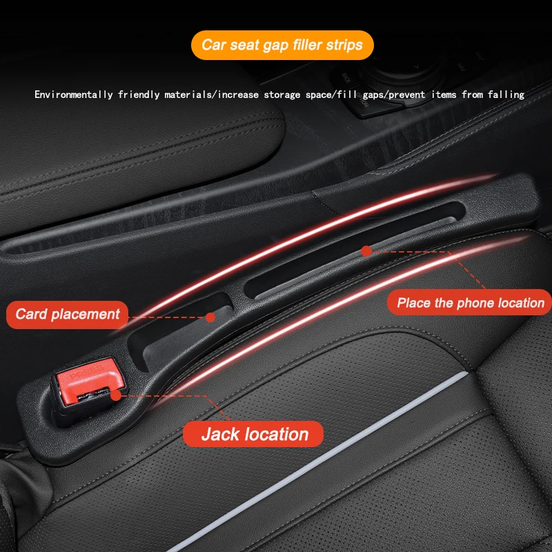 2Pcs Universal Car Seat Gap Plug Strip Side Seam Car Gap Filler Leak Proof Seat Gap Storage Organizer Interior Accessories