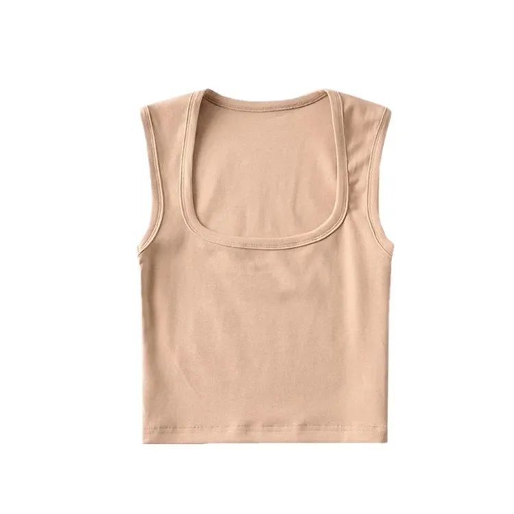 Top Curto Básico F, Regata com Decote Profundo, Csa de Verão Vintage em Cor Pura, Cseta com Exposição do Umbigo ...