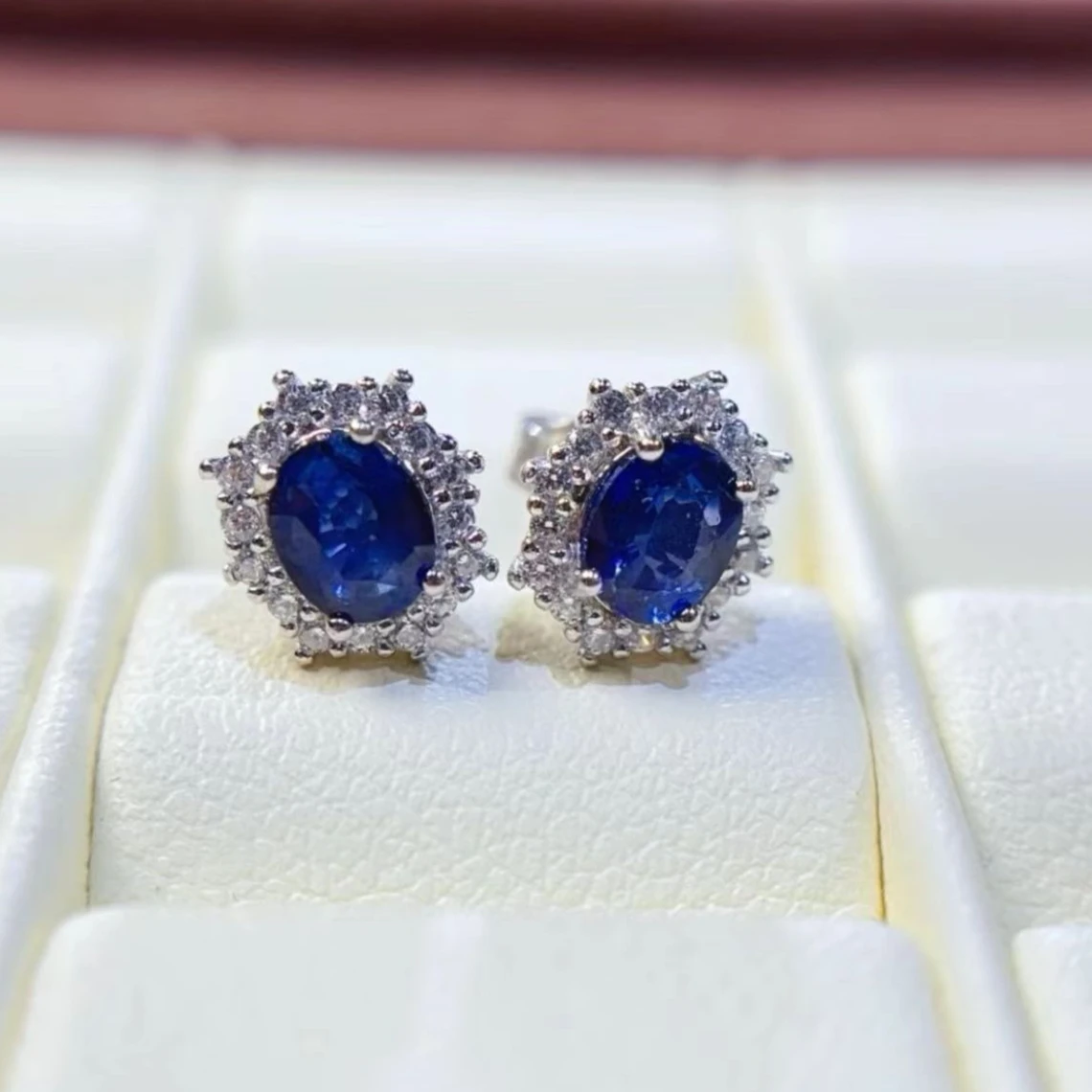 

Real Natural Sapphire Earrings Allergy Free 925 Silver Stud Earrings 4mm*5mm 0.8ct Genuine Blue Sapphire Jewelry