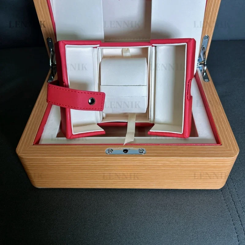 Customized Piano Lacquer OG Watch Box Original Wooden Gift Case Luxury Brand with Papers Card Can Customization LENNIK Watche