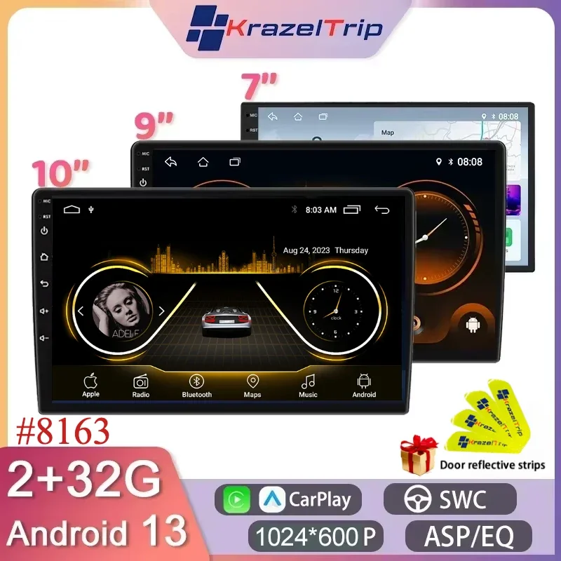 

8163 Universal 7 9 10 Inch DSP RDS Car Radio Stereo Android Auto Carplay Head Unit GPS Navi WIFI for Kia Toyota Honda BMW