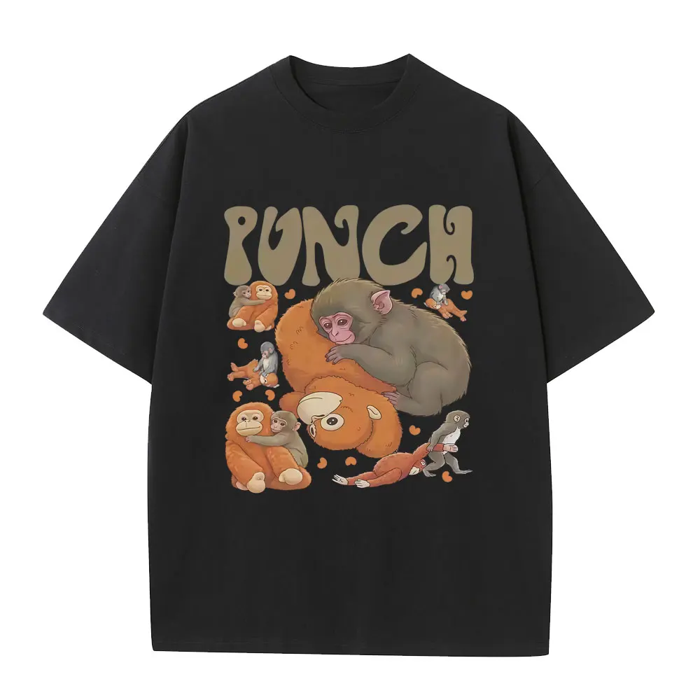 

Punch Monkey Funny Meme Graphic T-shirt Men Women Casual Cotton O-collar Short Sleeve T Shirts Men's Fashion Oversized T-shirts