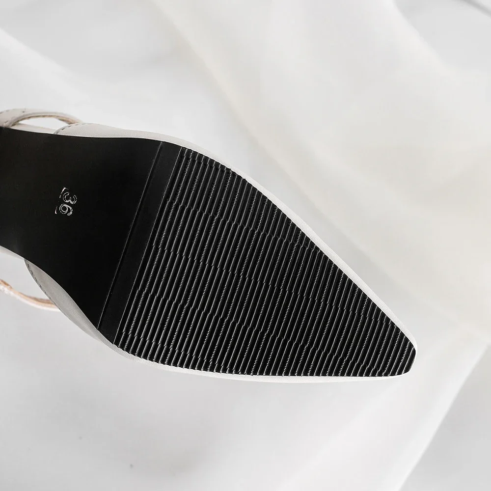 New Summer Fashion Black Apricot Women Causal Mules Pointed Toe High Heel Lady Nude Shoes Plus Big Small Size 31 43 46 view 6
