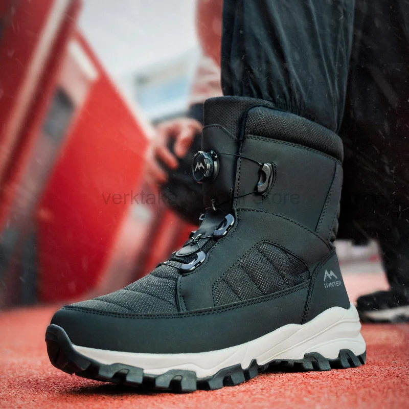 

2025 Men's Winter Outdoor Boots Knob Thickened High-Top Snow Boots Women Winter Boots Waterproof Non-Slip Winter Shoes Man