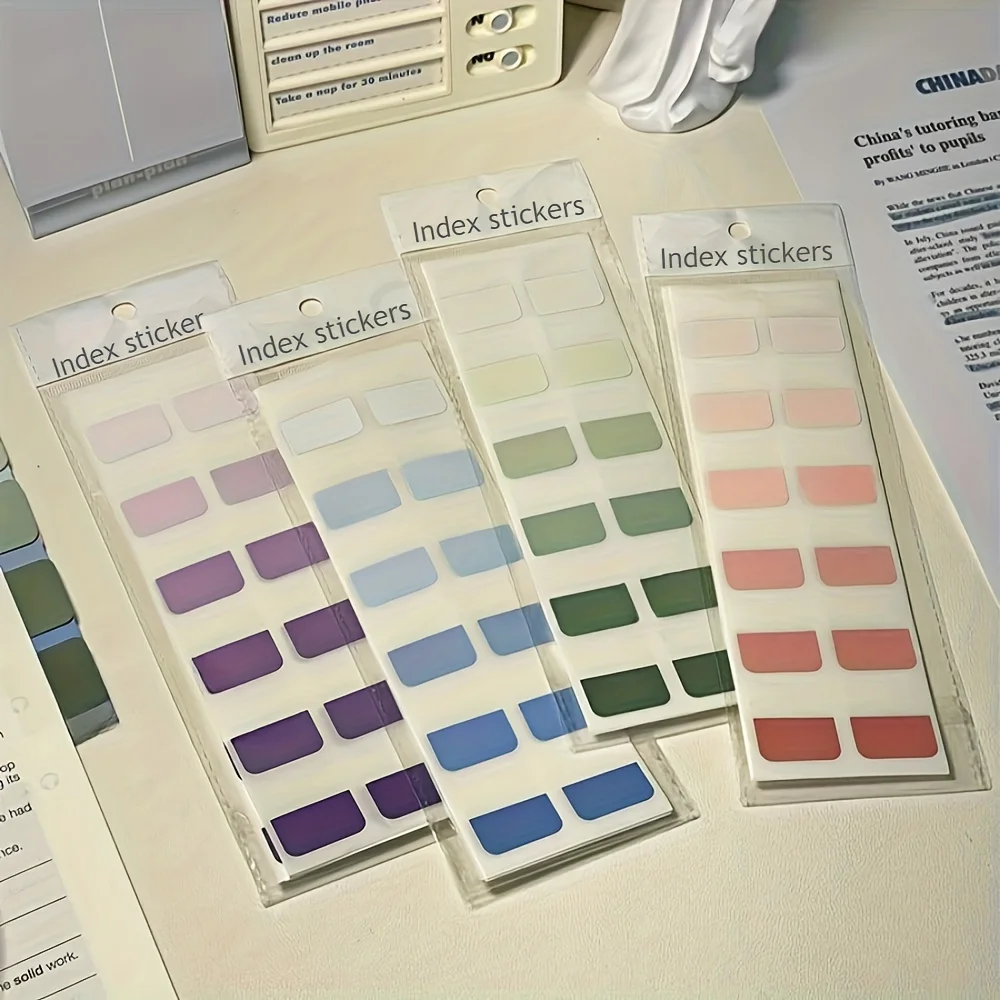 120 Multi-Functional Color Gradient Writable Plastic Index Tabs - Reusable Page Markers and Document Organizer Stickers, Office