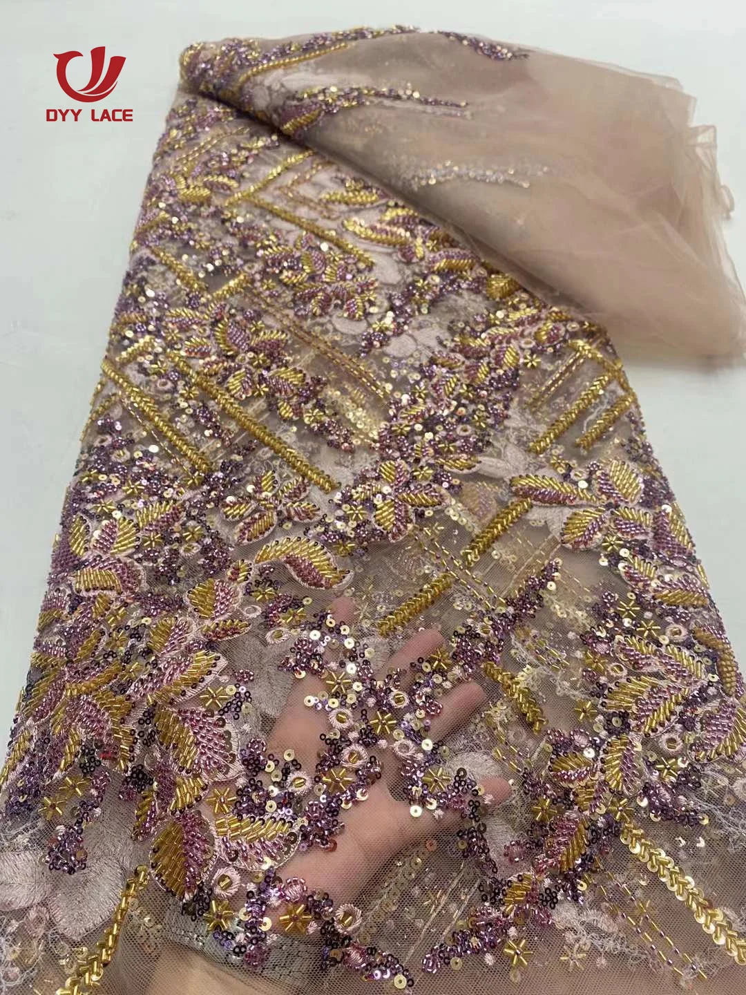 Luxury French Embroidery Heavy Groom Lace Fabric Fashion 2024 African Nigerian With Sequin Fabric For Luxury Evening Dress