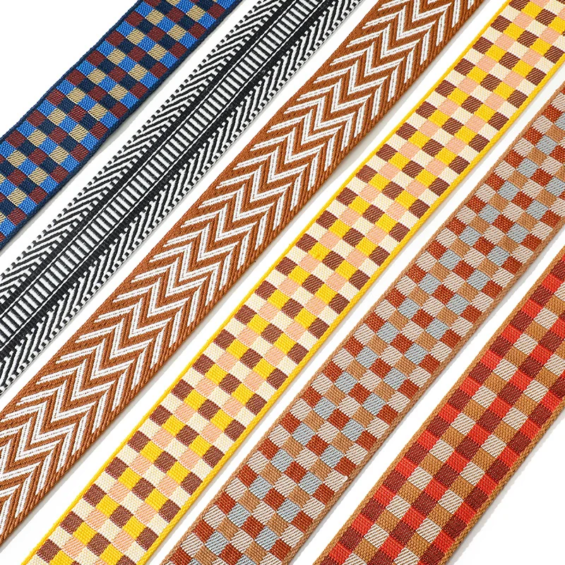 Women Bag Leather Buckle Strap for Crossbody Canvas Strap Bag Canvas Replace Wide Shoulder Multi Color Plaid Jacquard Strap