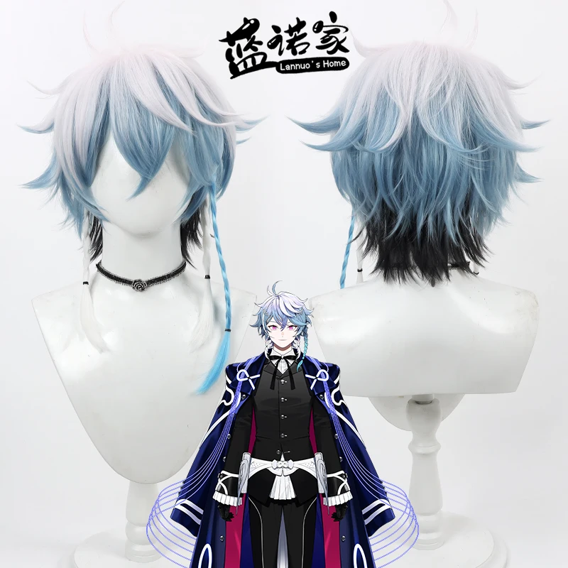 가상 유튜브 Vtuber 옥타비오 코스프레 가발 할로윈 카니발 파티 소품 합성 머리 내열성 섬유 + 가발 모자