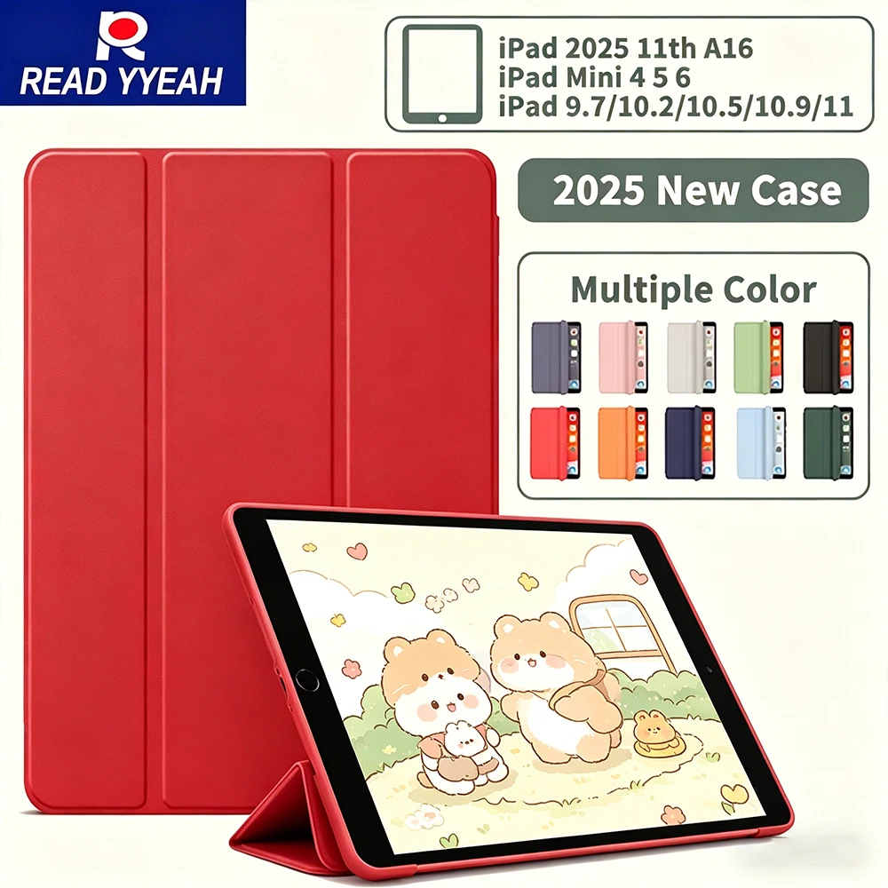 2026 New Multi-Angle Tri-fold iPad Case for iPad 11 A16 2025 Pro 13 11 12.9 Air 11/10.9in 7/8/9/10th Mini 6 7 8.3in Smart Cover