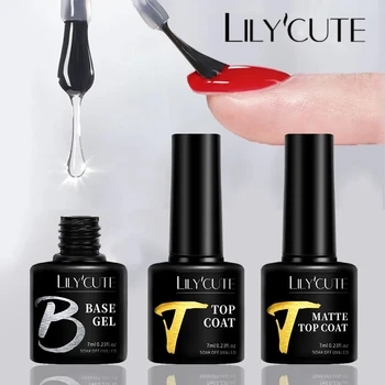 LILYCUTE 7ML Nowipe 베이스 탑 코트 UV 젤 UV LED 젤 매니큐어 세미 퍼머넌트 기능성 젤 네일 아트 매니큐어 도구