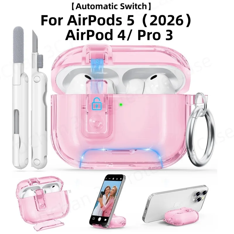 Shockproof Clear Case for AirPods 5 2026 New Wireless Bluetooth Earphone Case For AirPods Pro 3 4 5 Automatic Switch Case Cover