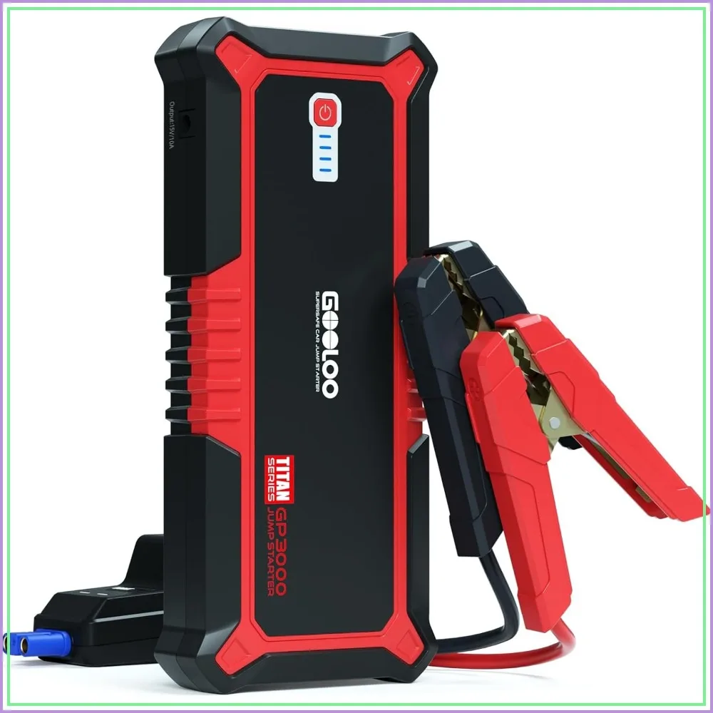 3000A Peak Jump Starter for 12V Vehicles - Up to 9L Gas/7L Diesel, Safe & Portable with USB Quick Charge