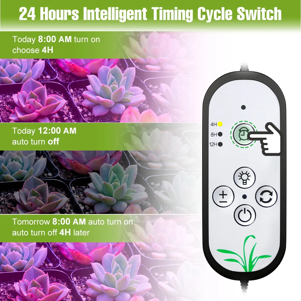 أضواء LED تنمو مصباح زراعة الطيف الكامل للنباتات الداخلية صندوق النمو بوعاء الزهور USB DC5V عكس الضوء مع توقيت تشغيل/إيقاف تلقائي #4