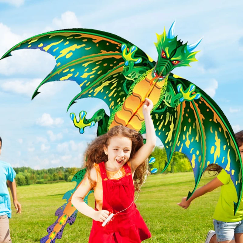 3D Classical Pterosaur Kite Long Tail Single Line Dinosaur Kites Sports Children Boy Toys Flying Reel Kite with 100M Reel Line