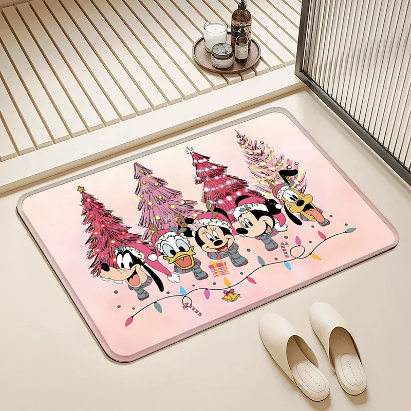 

Disney Christmas Characters Door Mat Non-Slip Washable Floor Rug for Home Kids Room Bathroom Decor