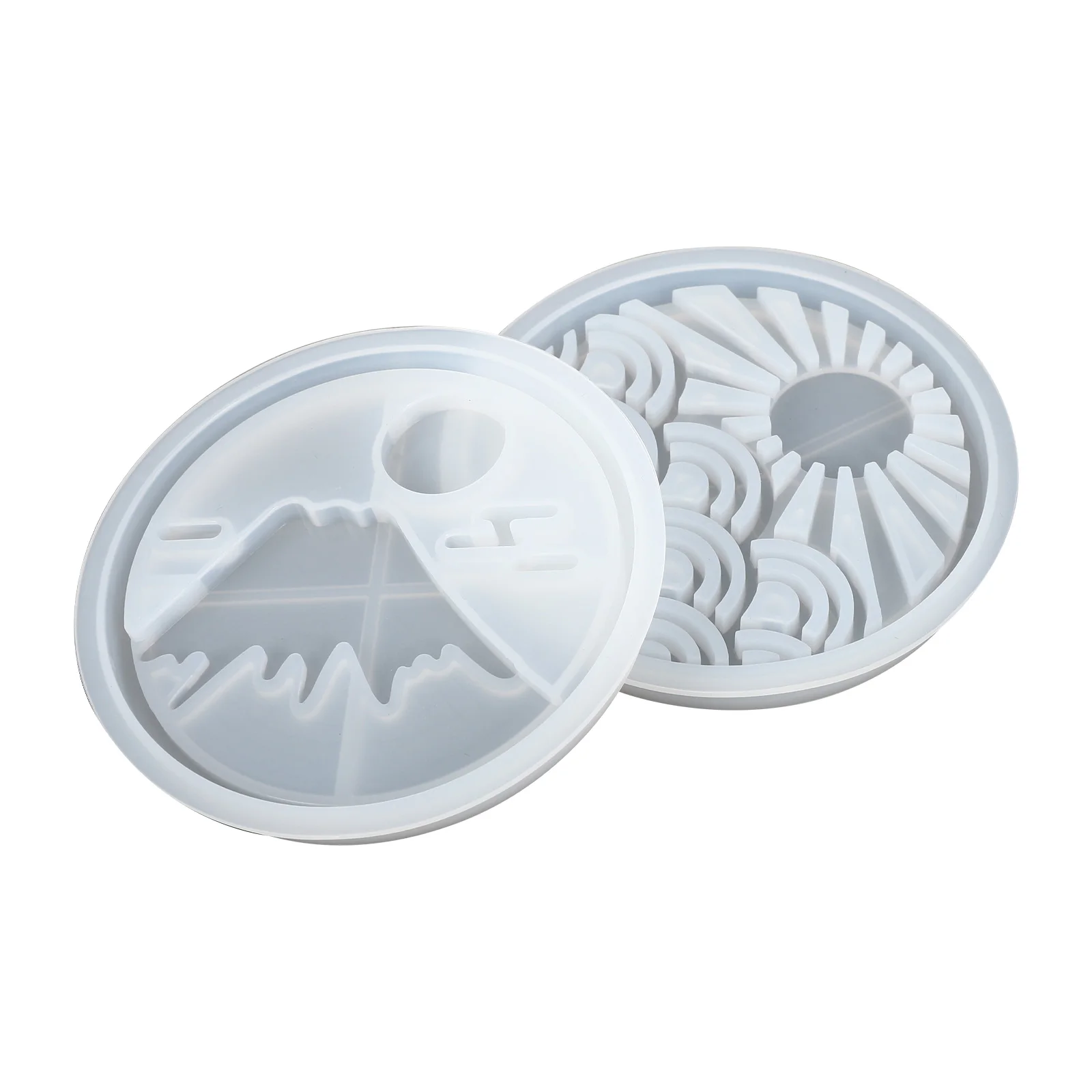 

2pcs Sunrise Shape Silicone Coaster Molds Creative Irregular Cup Mat Practical Diy Epoxy Mold For Handmade