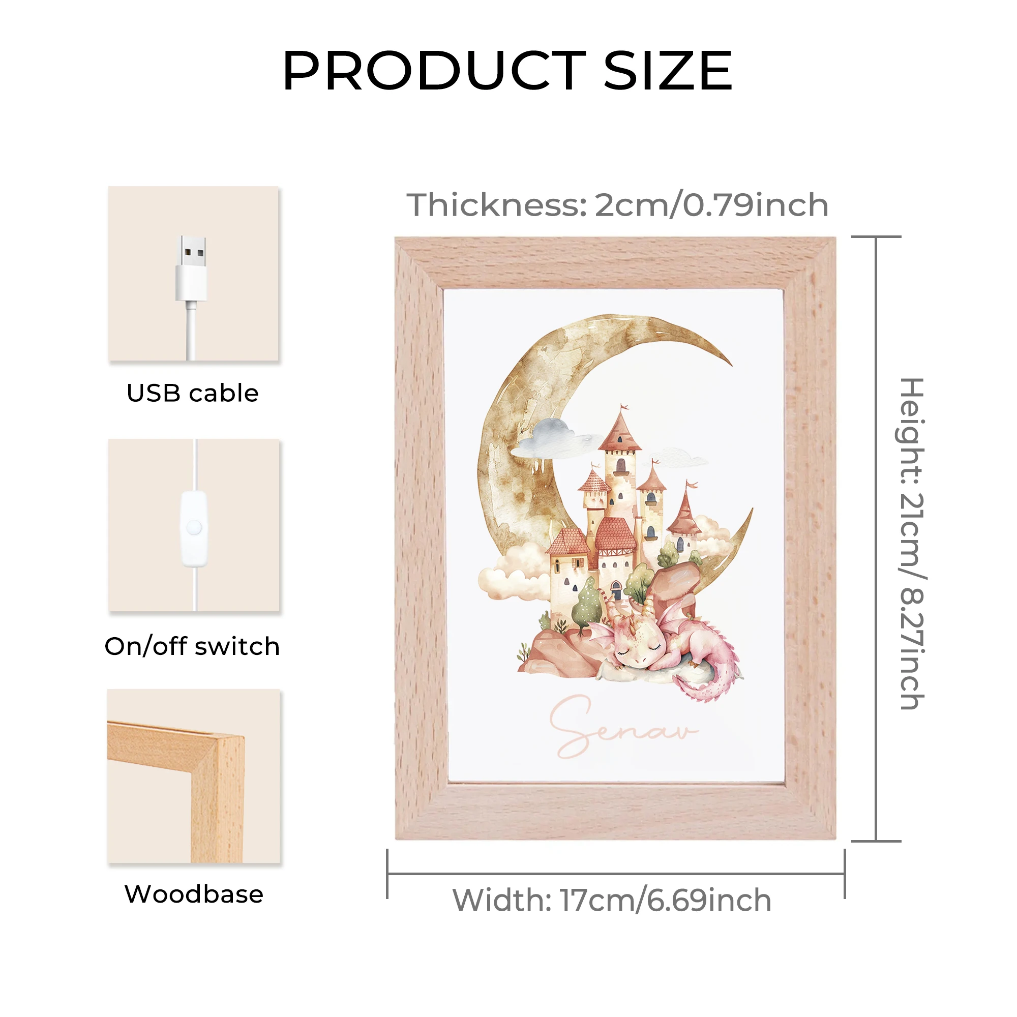 تخصيص اسم القلعة LED إطار الصورة للرؤية الليلية هدية شخصية الأسرة غرفة المعيشة غرفة نوم غرفة الطعام ديكور المنزل