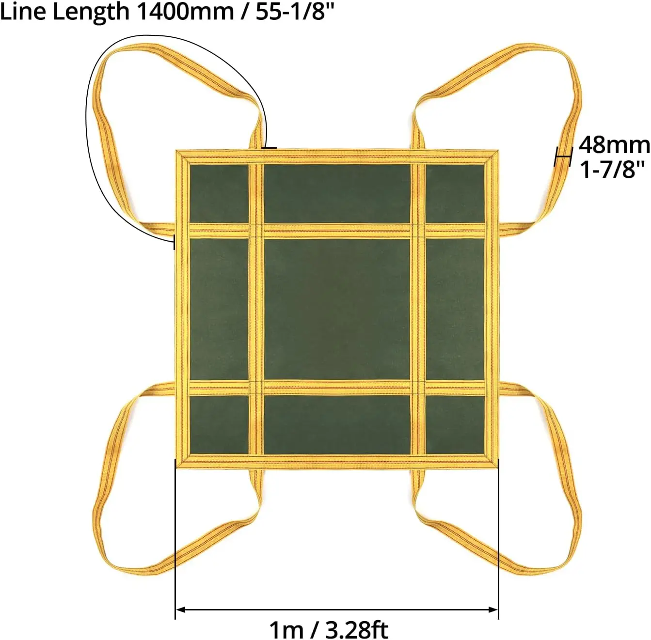 Heavy-Duty Canvas Cargo Lifting Pad Net - 1mx1m Reinforced Handle Lifting Net for Construction, Logistics, and Transport