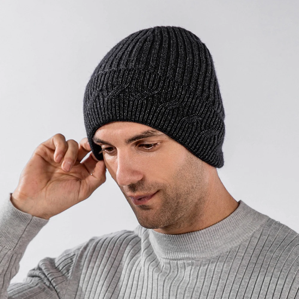 High Quality Winter Men Knitted Hat Warm Windproof Beanie Hat Earmuffs Soft Ski Cap Woman/Men