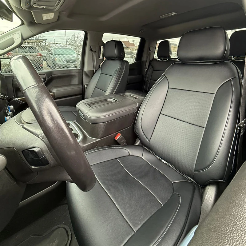 Maßgefertigte Auto-Accessoires Sitzbezüge 5 Sitze 3 Sitze Leder für 2007-2025 Chevrolet SLIVERADO Chevy Silverado 1500 HD – Detail 3
