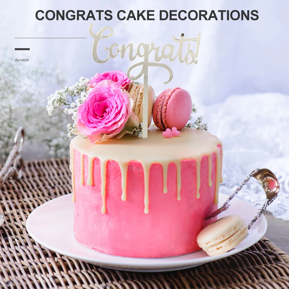

20pcs Cake Picks Acrylic Golden Silver Congrats Decorations Graduation Party Supplies Fits Most Cakes Cake Toppers Elegant