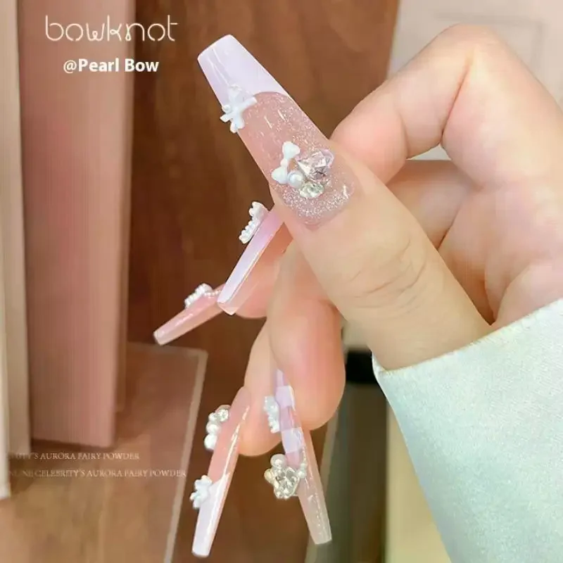 6グリッド カラフルパールリボンボウネイルデコレーション - レジンマカロン立体アクセサリー DIYネイルアート＆サロンマニキュア用