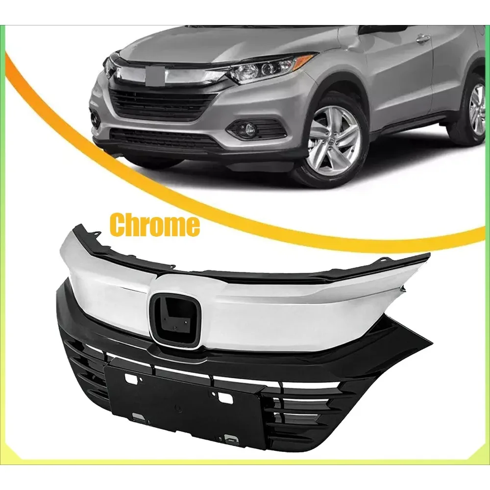 

Fit 2019 2020 2021 Honda HR-V HRV Front Bumper Upper Grille Grill Black Chrome