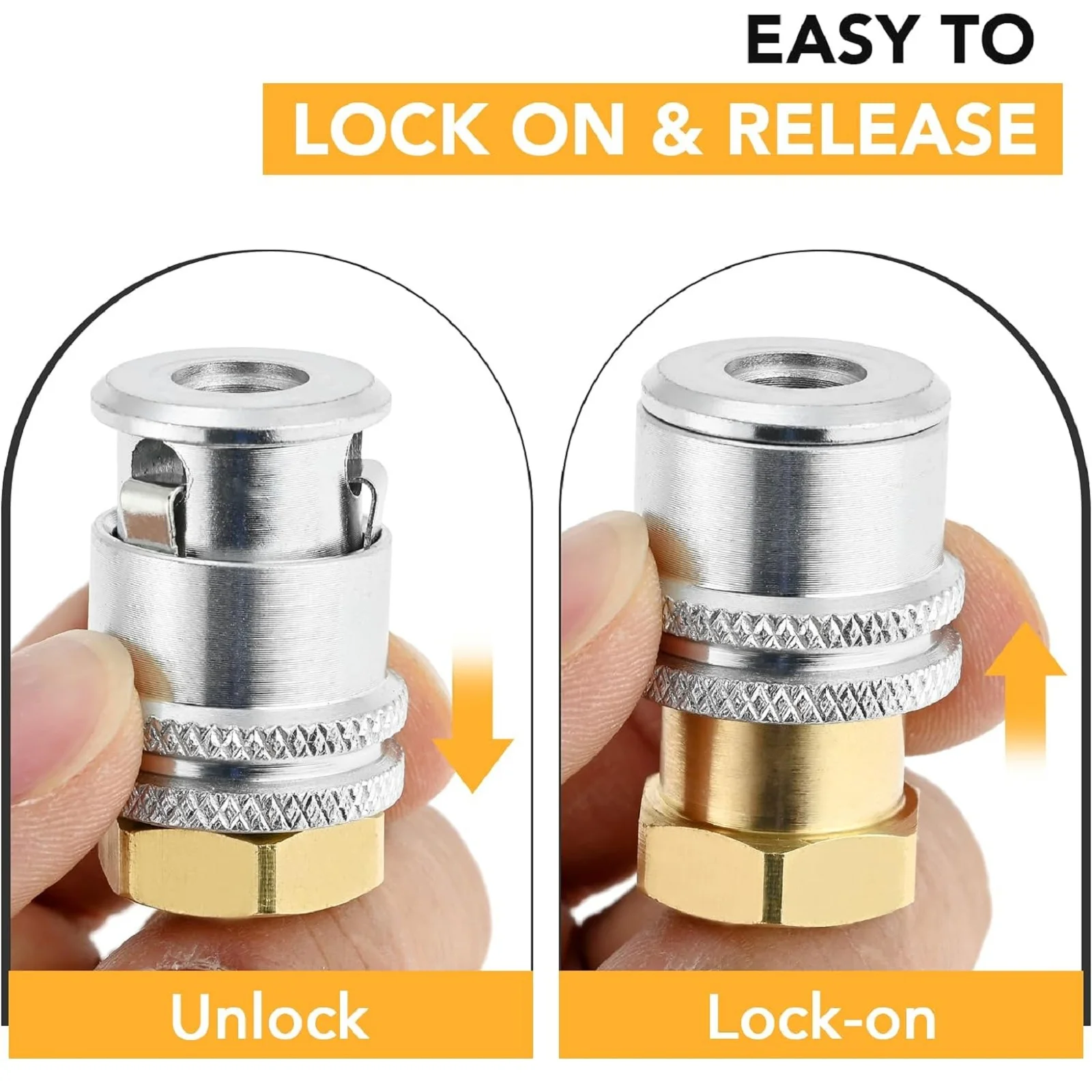 2Pcs Closed Flow Brass Straight Tire Lock on Air Chuck 1/4FNPT Standard Male Quick Plug for Tire Inflator Gauge & Air Compressor