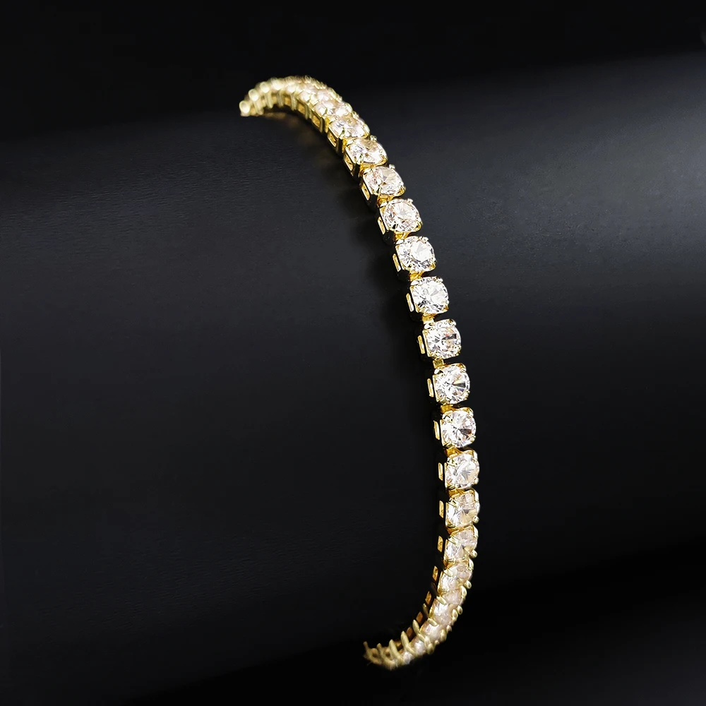 Luxury Elegance Shining 4mm Gold Color on Hand Princess Bracelet Bangle for Women Anniversary Gift Jewelry Wholesale S5787 image 2