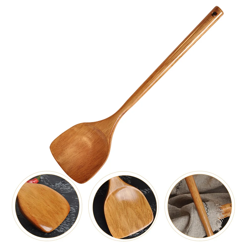 

Old Painted Round Handle Spatula Kitchen Pizza Silicone Tongue Saucepans Long Utensil Wok Wooden Utensils