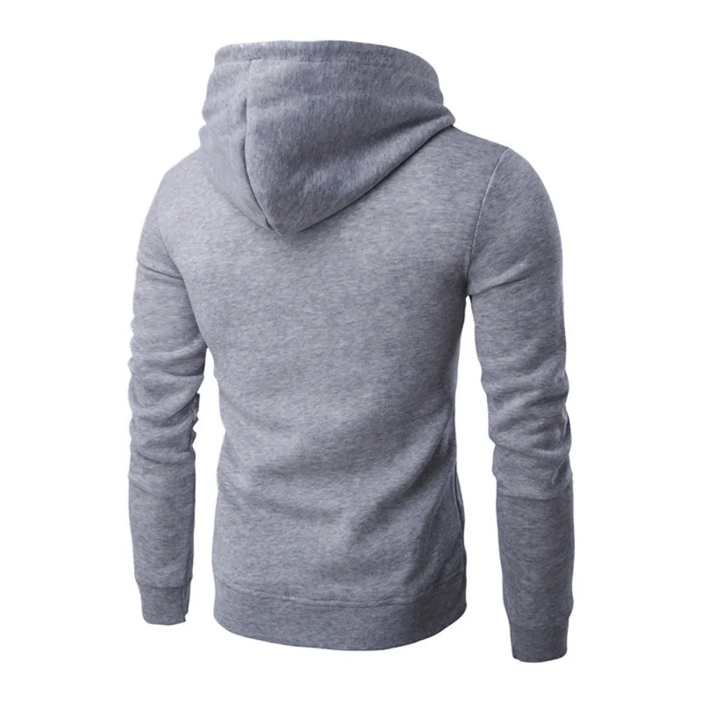 Men\'s Hoodie Solid Color Basic Hooded Jacket Cardigan Sweatshirt Spring Autumn Casual Men Streetwear Tracksuit Male