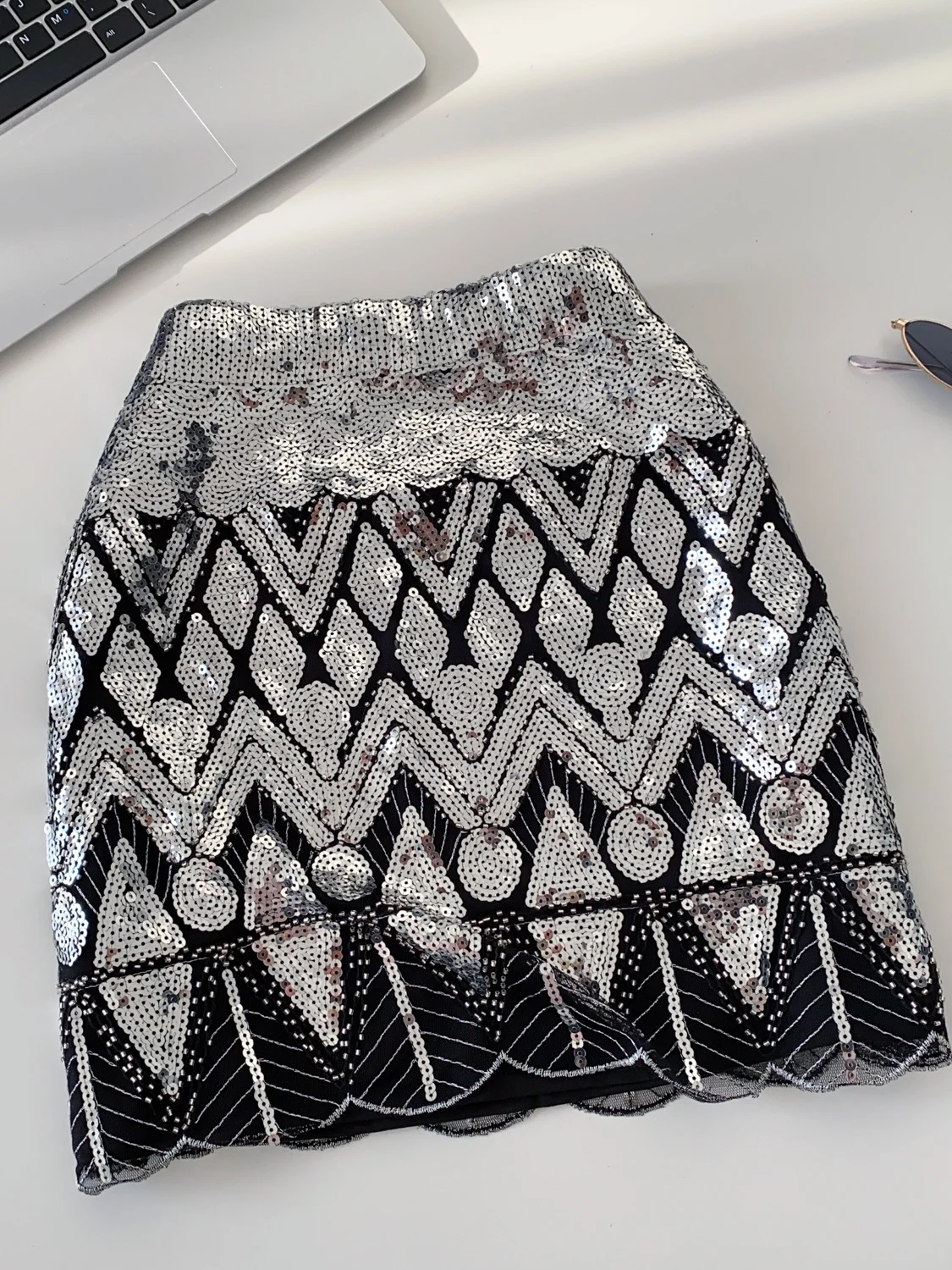 Fashionable Heavy Embroidery High Waist A-Line  Skirt Women's Autumn Trendy Sparkling Sequin Slimming Bodycon Skirt
