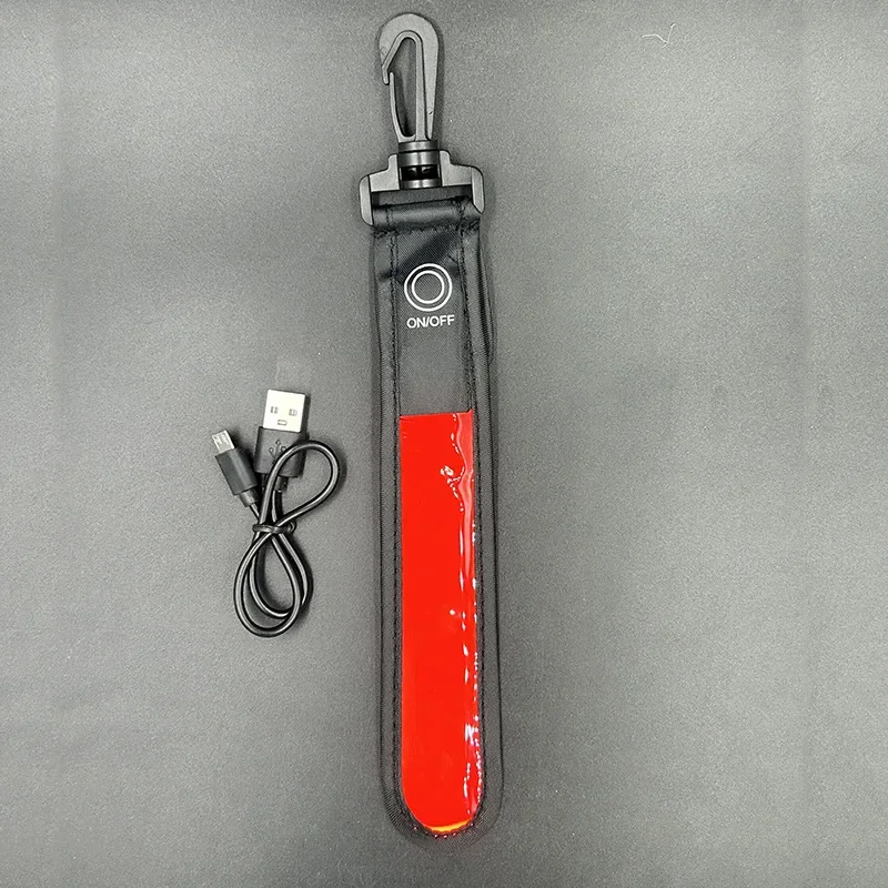 Rechargable Backpack Reflective Strip Cycling Hiking Bag LED Reflector Light Night Safety Walking Running Safety Bag Pendant