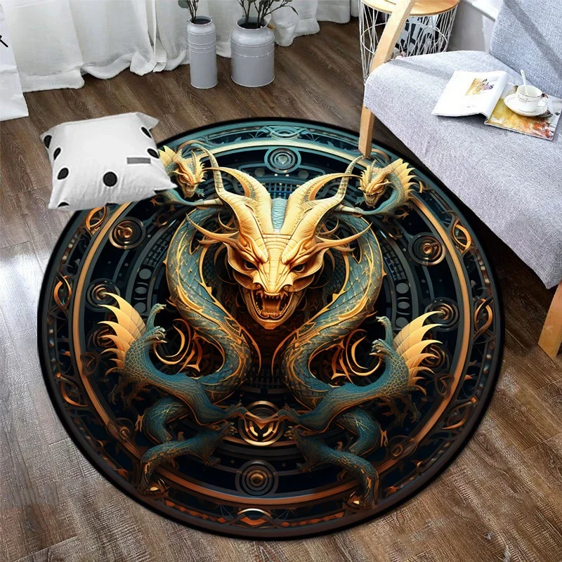 Chinese Dragon or Mythical  Circular carpet  Art Print Round carpets Yoga Mat Living Room Bedroom non-slip Rug