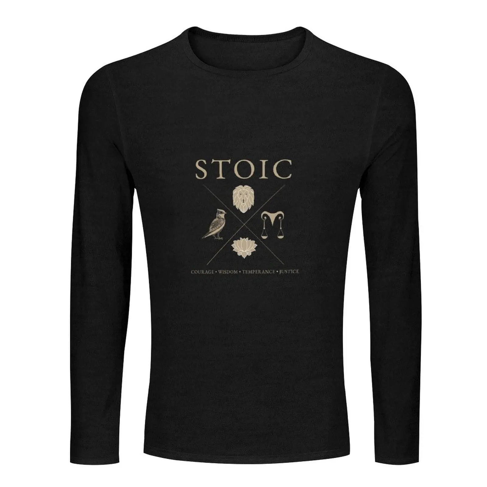 Stoicism, Stoic virtues, courage, wisdom, temperance and justice Long T-Shirt Blouse men clothings