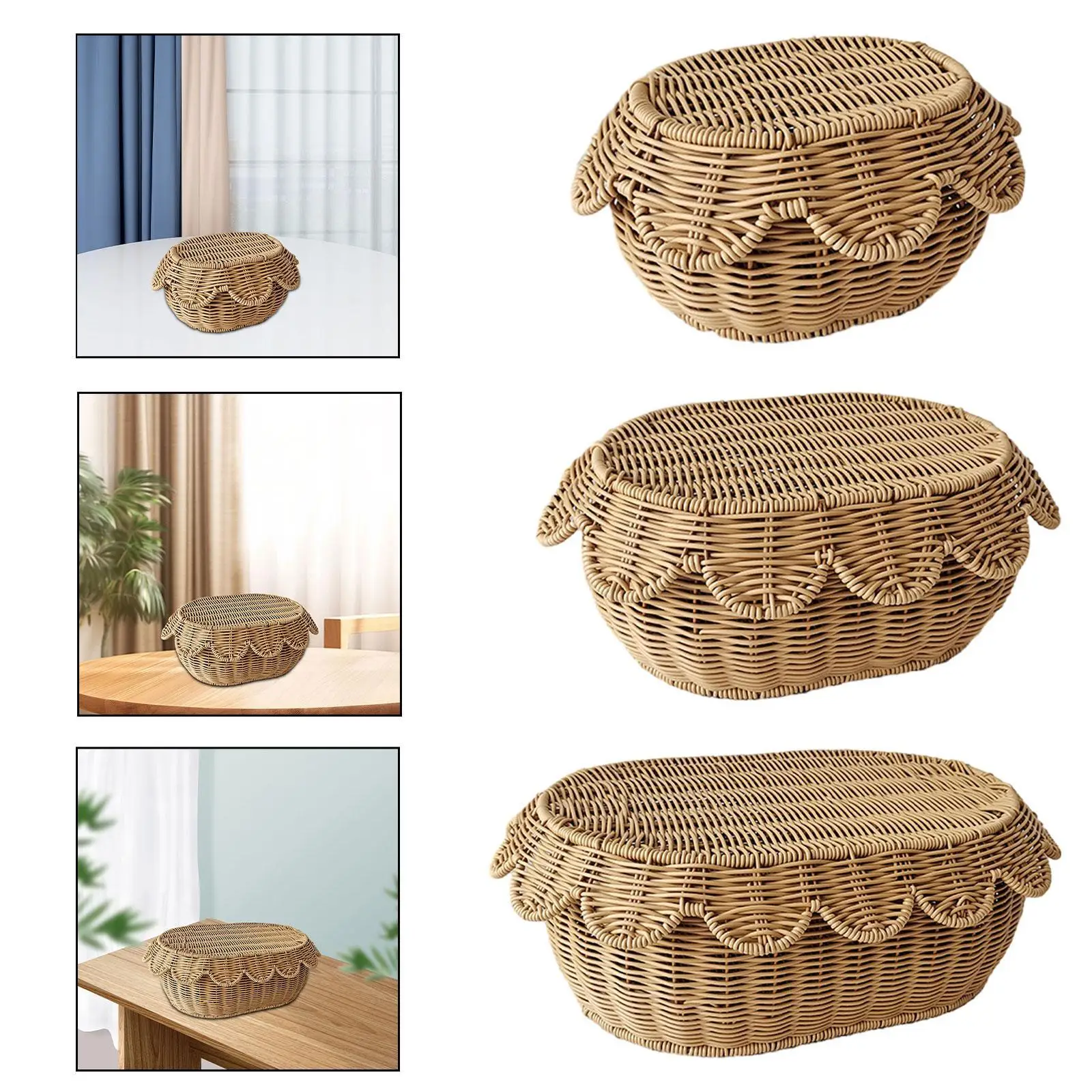 Woven Bread Basket Imitation Rattan Fruit Basket for Kitchen Home Restaurant