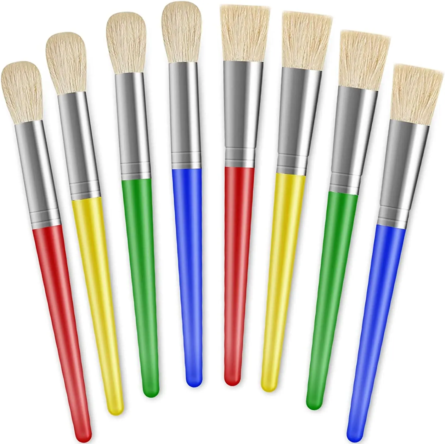 Paint Brushes for Kids, Big Washable Chubby Toddler Paint Brushes, Easy to Clean & Grip Round and Flat Preschool Paint Brushes w