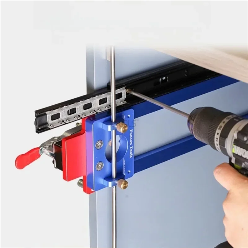 رقصة تركيب اللكم للسكك الحديدية المنزلقة للدرج - حفر السكك الحديدية لخزانة النجارة قابل للتعديل مع قضيب التمديد #3